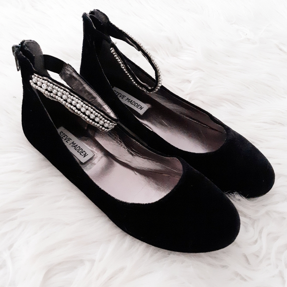 Steve Madden Velvet Beaded Ballet Flats
